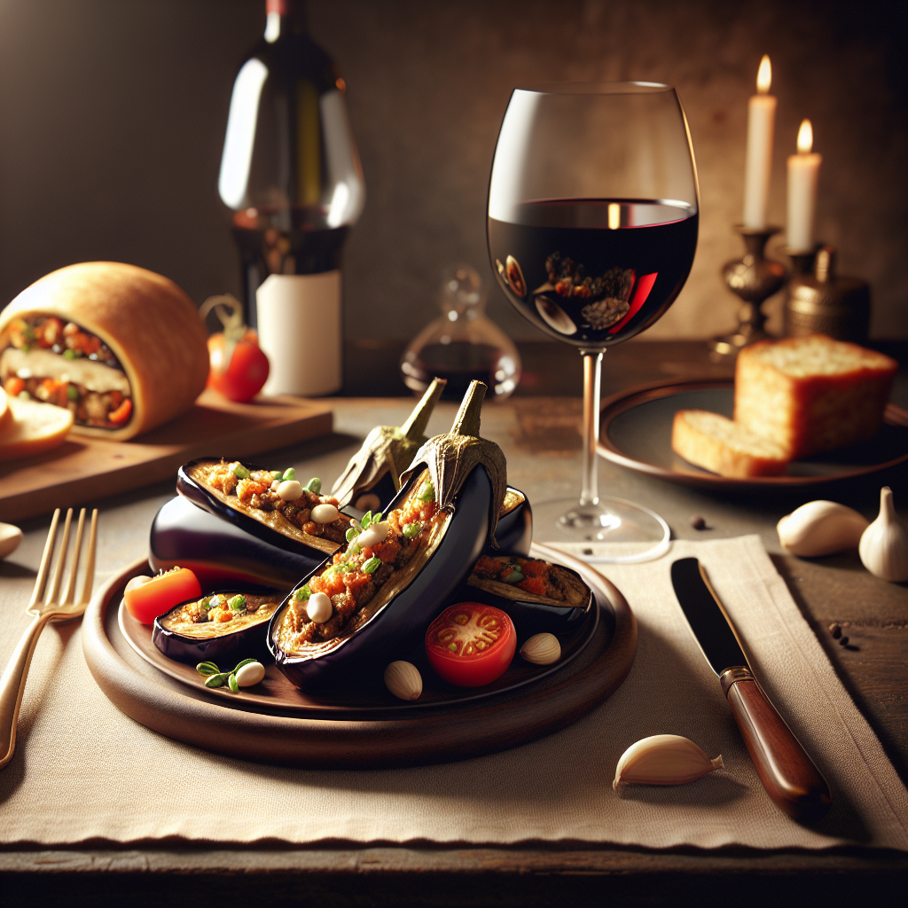 Wijn- en spijscombinaties met gevulde aubergines