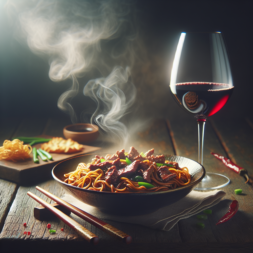 Setting up wine pairings for stir-fried noodles with beef on your digital wine list