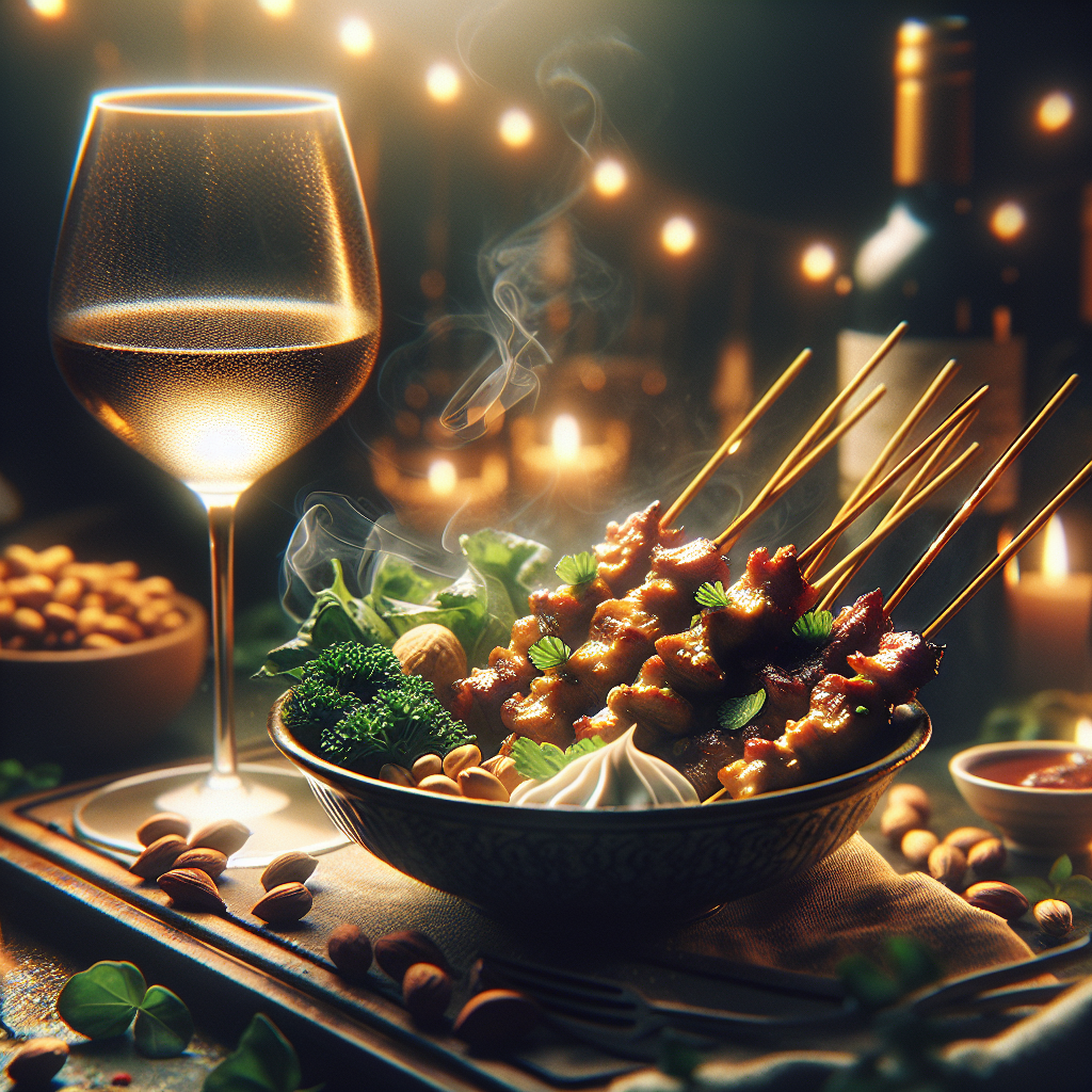 Accorder un porc au saté avec du vin