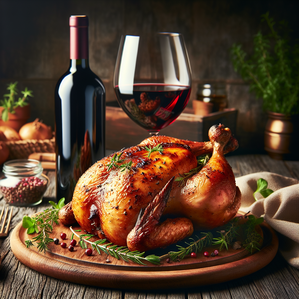 Accorder un poulet fermier rôti avec du vin